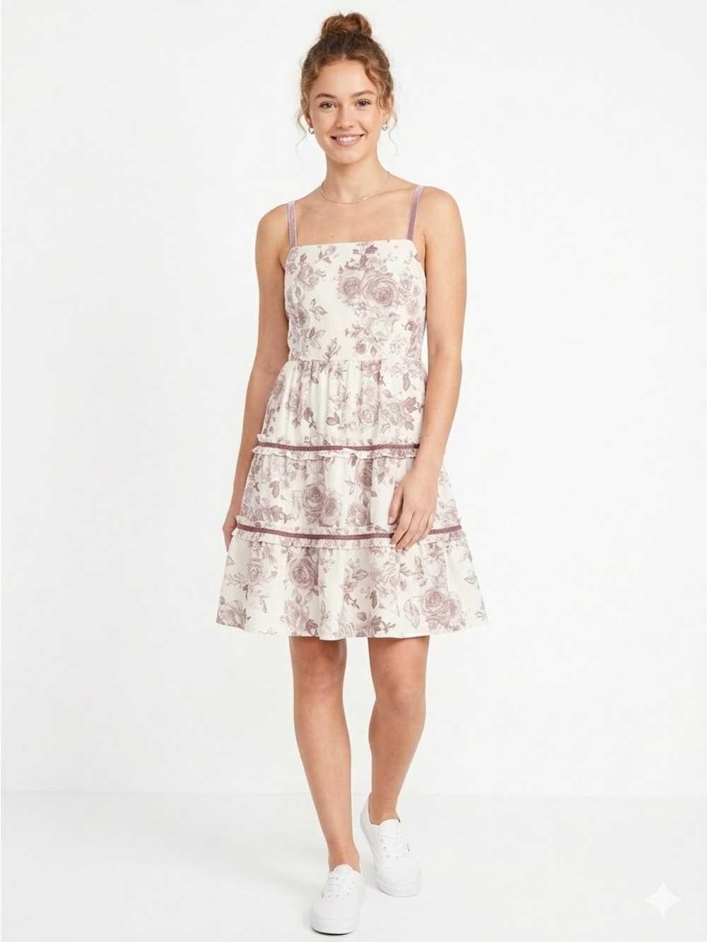 Altar'd State Cream Mini Dress with Dusty Rose Floral Print